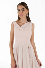 Angelino Powder Degaje Collar Short Evening Dress