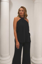 Angelino black chiffon tie from the neck jumpsuit