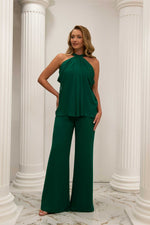 Angelino emerald chiffon neck tied tulum