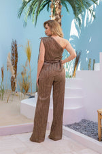 Angelino Copper Knitting One Shoulder Jumpsuit