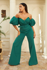 Angelino Green Crepe Balloon Arm Bate with Belt Bluke