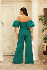 Angelino Green Crepe Balloon Arm Bate with Belt Bluke