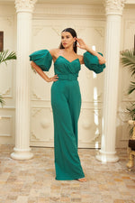 Angelino Green Crepe Balloon Arm Bate with Belt Bluke
