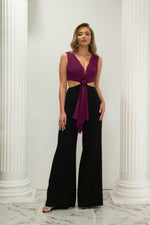 Angelino Fuchsia Black Belly Buckle with Décolleté jumpsuit