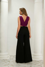 Angelino Fuchsia Black Belly Buckle with Décolleté jumpsuit