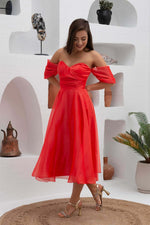 Angelino Coral Low Sleeve Organze Engagement Dress Dress