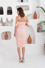 Angelino Salmon Sandy Shirred Short Dress Dress