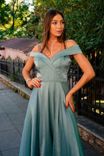 Angelino Çağla Organze Angelino Yaka Long Evening Dress