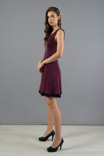 Purple Skirt Pleated Silvery Short Evening Dress