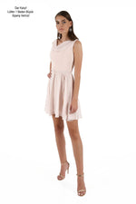 Angelino Powder Degaje Collar Short Evening Dress