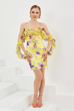 Yellow Empirme Short Evening Dress