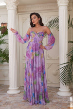 Angelino Lila Impirme Hanger Balloon Sleeze Long Evening Dress