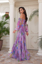 Angelino Lila Impirme Hanger Balloon Sleeze Long Evening Dress