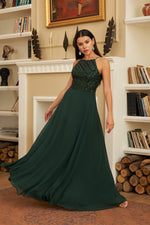 Angelino emerald stamp sequined long evening dress dress