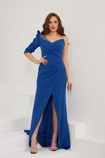 Angelino Saks Crepe One Shoulder Long Evening Dress and Invitation Dress