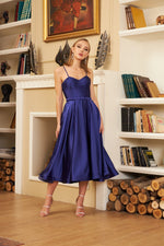 Angelino Purple Satin Strapless Midi Söz dress and engagement dress
