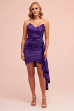 Angelino Purple Satin Strapless Short Party Dress