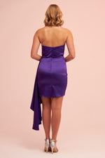 Angelino Purple Satin Strapless Short Party Dress