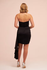 Angelino Black Satin Strapless Short Party Dress