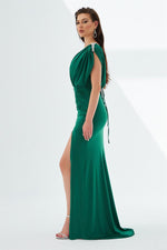 Emerald Sandy Long Slit Evening Dress