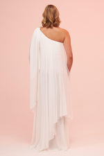 Angelino Ecru One Sleeve Slit Plus Size Chiffon Wedding Dress