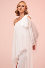 Angelino Ecru One Sleeve Slit Plus Size Chiffon Wedding Dress