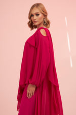 Angelino Fuchsia Single Sleeve Slit Plus Size Chiffon Evening Dress