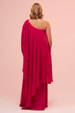 Angelino Fuchsia Single Sleeve Slit Plus Size Chiffon Evening Dress