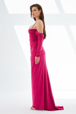 Fuchsia Sandy Strapless Long Evening Dress