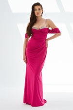 Fuchsia Sandy Strapless Long Evening Dress