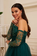 Angelino Emerald Tulle Midi Engagement and Söz Dress