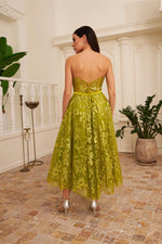 Angelino peanut green tulle silvery midi engagement and word dress
