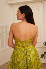 Angelino peanut green tulle silvery midi engagement and word dress