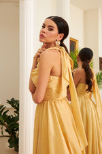 Angelino Gold Tafta Long Evening Dress