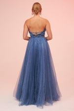 Angelino Indigo Strapless Backless Tulle Engagement Dress