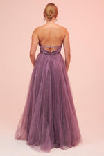 Angelino Lavender Strapless Backless Tulle Engagement Dress