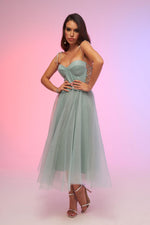 Angelino Çağla Tulle Strap Princess Midi Promise and Engagement Dress