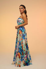 Angelino Saks Printed Single Sleeve Long Evening Dress