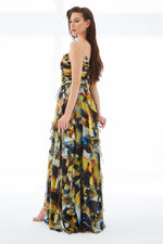 Orange Empirme Belly Decollete Slit Long Evening Dress