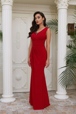 Angelino Red Sandy Slit Long Evening Dress