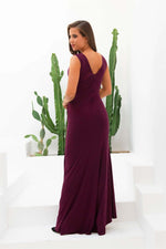 Angelino Plum Sandy Long Evening Dress with Slit