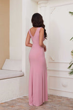 Angelino Powder Sandy Slit Long Evening Dress