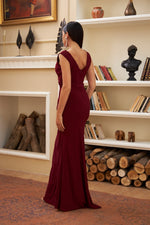 Angelino Bordeaux Sandy Slit Long Evening Dress