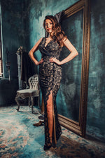 Angelino Black Lace Anvelop Long Evening Dress