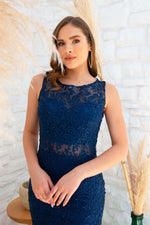 Angelino Navy blue lace flywheel short evening dress dress