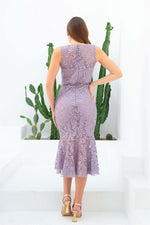 Angelino Lila Lace Volan Short Evening Dress