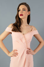 Angelino Powder Crepe Strap Cruve Short Evening Dress