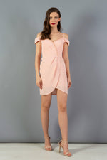 Angelino Powder Crepe Strap Cruve Short Evening Dress
