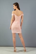 Angelino Powder Crepe Strap Cruve Short Evening Dress