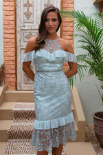 Angelino Çağla Lace Waist Beli Ribbon Short Evening Dress